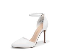 DREAM PAIRS Women's Pointed Toe Ankle Strap High Heels Pumps Dress Court Shoes Oppointed_Lacey,Size 5,White/Pu,Oppointed_Lacey