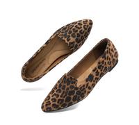 DREAM PAIRS Women's Pointed Toe Business Dressy Flats,Leopard,7.5
