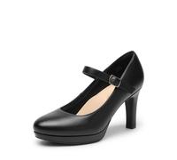 DREAM PAIRS Women's Pumps Close Toe Classic High Heels Round Toe Comfortable Low Platform Mary Jane Dress Shoes,Size 6.5,Black,SDPU2425W