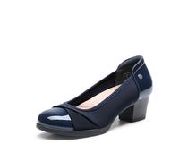 DREAM PAIRS Women's Pumps Low Chunky Arch Support Heels,Navy,4.5