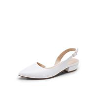 DREAM PAIRS Women's Pumps Slingback Kitten Low Block Heels Pointed Toe Wedding Party Dress Shoes for Women,Size 9,White,DWUMPU2503