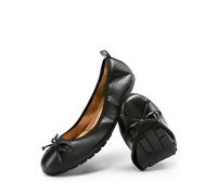 DREAM PAIRS Women's Roll Up Flats, Bow Knot Ballet Flats for Women, Ladies' Foldable Round Toe Comfort Light Weight Slip-On Dress Shoes for Driving and Party and Wedding,Size 6,Black,SDFA2409W