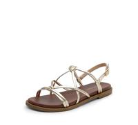 DREAM PAIRS Women's Sandals Cross Strappy Gladiator Dress Flat Sandals Daily Casual Comfortable Summer Shoes,Size 4.5,Gold-Pu,DWUMFS2523