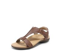 DREAM PAIRS Womens Sandals Flat Sandals Summer,Size 7,Brown,DWUMFS2508