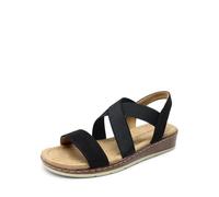 DREAM PAIRS Womens Sandals Flat Sandals Summer,Size 8,Black-Suede,DWUMFS2505