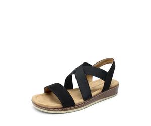 DREAM PAIRS Womens Sandals Flat Sandals Summer,Size 9,Black-Suede,DWUMFS2505