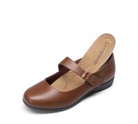 DREAM PAIRS Women's School Shoes, Strap Mary Jane Flats, Casual Work Office Comfort Shoes for Lady Shoes for Walking, School and Working,Size 5.5,Brown,SDFA2407W