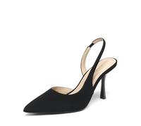 DREAM PAIRS Women's Slingback Pointed Toe Pump Heels,Black-Nubuck,6.5