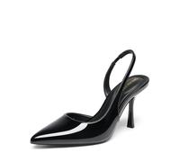 DREAM PAIRS Women's Slingback Pointed Toe Pump Heels,Black-Pat,6