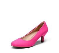 DREAM PAIRS Womens Slip On Low Kitten Heels Round Toe Pump Court Shoes Luvly Fuchsia Suede Size 9.5 US/ 7.5 UK