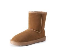 DREAM PAIRS Women's Snow Boots Mid Calf Winter | Cow suede, 17mm faux fur lining, 3mm memory foam+3mm latex cushion, TPR outsole