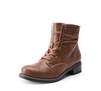 DREAM PAIRS Women's Snow Shoes Fur Lined Ankle Bootie Lace up Low Chunky Block Heels Side Zipper Winter Boots SDAB2429W-E,Size 7,Brown,SDAB2429W-E
