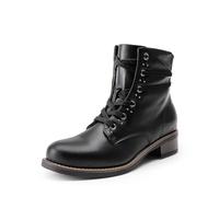 DREAM PAIRS Women's Snow Shoes Fur Lined Ankle Bootie Lace up Low Chunky Block Heels Side Zipper Winter Boots SDAB2429W-E,Size 6,Black,SDAB2429W-E