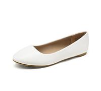 DREAM PAIRS Women's Sole-Simple Ballerina Walking Flats Shoes White/PU Size 8.5 US/6.5 UK