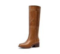 DREAM PAIRS Women's Stitching Vintage Knee High Boots,Tan,8