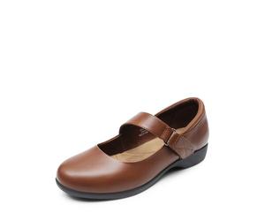 Dream Pairs Women's Strap Mary Jane Flats, Casual Work Office Comfort Shoes for Lady,Size 5,BROWN,SDFA2407W