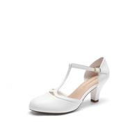 DREAM PAIRS Women's T-Strap Low Block Heels Pumps | Mary Jane Chunky Heels Dress Rhinestones Vintage Comfortable Shoes for Church Party Dance