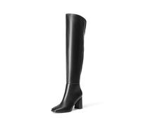 DREAM PAIRS Women's Tall Over the Knee Boots Thigh High Fall Block Chunky Heeled Knee High Long Boots with Fashion Square Toe and Side Zipper,Size 7,Black,DWUMOB2515