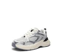 DREAM PAIRS Women's Trainers Platform Chunky Trainer Walking Lace-Up Celi Comfortable Y2K-Style Running Shoes Workout Sport Work Casual Tennis Shoes,Size 7,Silver,SDFN2429W