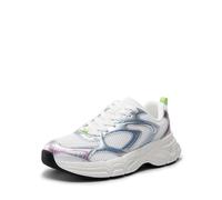 DREAM PAIRS Women's Trainers Platform Chunky Trainer Walking Lace-Up Celi Comfortable Y2K-Style Running Shoes Workout Sport Work Casual Tennis Shoes,Size 7,Silver/White,SDFN2429W