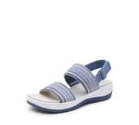DREAM PAIRS Women's Walking Sandals Lightweight Soft Footbed Low Wedge Comfort Indoor Outdoor Flat Sandals,Size 8,Blue,DWUMFS2522