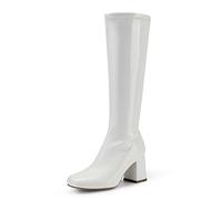 DREAM PAIRS Women's Waterproof Knee High Boots,White/Patent/Pu,6