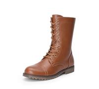 DREAM PAIRS Women's Waterproof Mid Calf Boots Lace-Up Stylish Combat Boots Lightweight Non-Slip Daily Ankle Booties with Fashion and Cool Ladies' Style,Size 6,Brown,SDMB2401W
