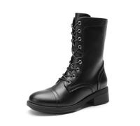 DREAM PAIRS Women's Waterproof Mid Calf Boots Lace-Up Stylish Combat Boots Lightweight Non-Slip Daily Ankle Booties with Fashion and Cool Ladies' Style,Size 6.5,Black,SDMB2401W