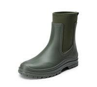 DREAM PAIRS Women's Waterproof Rain Boots, Comfortable Short Wellies, Stylish Spliced Design, Abrasion-Resistant Toe Cap, Outdoor Activities, Walking in Rain, Size 3.5,Dark Green,SDRB2406W-E