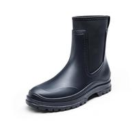 DREAM PAIRS Women's Waterproof Rain Boots, Comfortable Short Wellies, Stylish Spliced Design, Abrasion-Resistant Toe Cap, Outdoor Activities, Walking in Rain, Size 7,Navy-Pvc,SDRB2406W-E