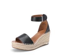 DREAM PAIRS Women's Wedge Sandals Open Toe Espadrilles Sandals Comfortable Dressy Ankle Strap Platform Sandals Suitable for Work Beach Summer Shoes,Size 5.5,Black,DWUMPS2505