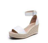 DREAM PAIRS Women's Wedge Sandals Open Toe Espadrilles Sandals Comfortable Dressy Ankle Strap Platform Sandals Suitable for Work Beach Summer Shoes,Size 5,White,DWUMPS2505