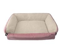 Dream Paws Dog Sofa Bed with Roll Out Blanket, Pink Plush Velvet Furniture Protector Mat, Fluffy Fleece Lined Pet Bedding, Washable Dog Bed for Small/Medium Breeds | 50x60x18cm