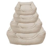 Dream Paws Large Bolster Calming Dog Bed, Medium/Large Breeds, Almond White Anxiety Reducing, Fluffy, Fleece Rectangle Dog Sofa,Cosy Plush Pet Bed, L75xW60xH20cm