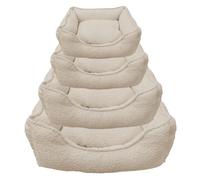 Dream Paws Medium Bolster Calming Dog Bed, Small/Medium Breeds, Almond White Anxiety Reducing, Fluffy, Fleece Rectangle Dog Sofa,Cosy Plush Pet Bed, L62xW50xH18cm