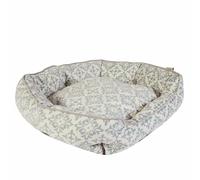 Dream Paws Soft Scalloped Grey Damask Dog Bed - Large