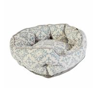 Dream Paws Soft Scalloped Grey Damask Dog Bed - Small
