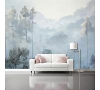Dream Photo Wallpaper Mural - Watercolor Forest Non-Woven Art Print Murals 150 x 105 cm (W x H), Gray Blue Interior Decor Wallpaper for Bedroom Living Room TV Backdrop Home