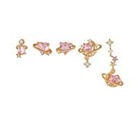 Dream Planet Pink Diamond Artisan Heart-Shaped Design Five-piece Set Designed for Contemporary Young Woman