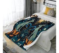 Dream Rabbit Leaves Pattern Flannel Throw Blanket, Queen Soft and Lightweight Cozy Fluffy Plush Washable Fuzzy Gothic Animals Blanket for Bed Couch Sofa