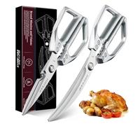 Dream Reach Kitchen Scissors Set Silver - Stainless Steel Kitchen Shears, Sharp Meat Scissors Dishwasher Safe, Versatile Heavy Duty Poultry Shears for Food, Chicken Bones