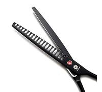 Dream Reach Professional Dog 7 Inches Grooming Scissors Kit - Curved Scissors, Thinning Shears, Grooming Comb - Ambidextrous, Black, Stainless Steel