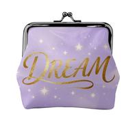 Dream Script Word Leather Coin Purse for Women-Small Kiss Lock Wallet, Mini Card Holder for Keys Lipstick, Cute Change Purse for Travel