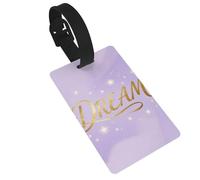 Dream Script Word Luggage Tags for Suitcases - Durable PVC ID Tags with Detachable Straps for Travel, Backpack, Golf Bag, Anti-Loss