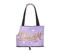 Dream Script Word Pet Carrier Bag-Foldable Travel Tote For Small Dogs Cats, Portable Soft Sided Pet Crate With Seatbelt For Cat Puppy