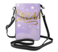 Dream Script Word Small Crossbody Phone Bag for Women PU Leather Flip Wallet with Card Slots Adjustable Strap