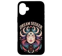 Dream Seeker Moon Magic Stars Mystic Woman Feathers Case for iPhone 16 Plus