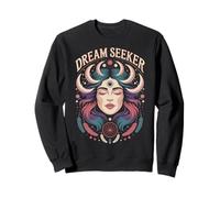 Dream Seeker Moon Magic Stars Mystic Woman Feathers Sweatshirt
