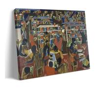Dream Series #5 The Library 1967 Folk Art Poster by Jacob Lawrence - Wall Art with Library Setting Figures Canvas Wall Art Prints Photo Picture Paintings Room Decor Home Decorative Frame 08x12inch(20