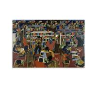 Dream Series #5 The Library 1967 Folk Art Poster by Jacob Lawrence - Wall Art with Library Setting Figures Canvas Wall Art Decorative Bedroom Modern Home Print Picture Artworkss Unframe 12x18inch(30x4